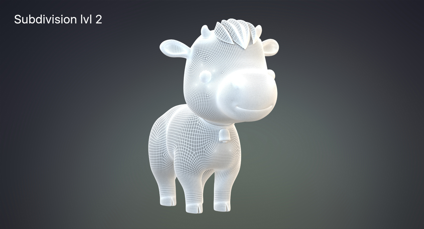 带绑定的可爱卡通奶牛，小牛，牛牛3D模型